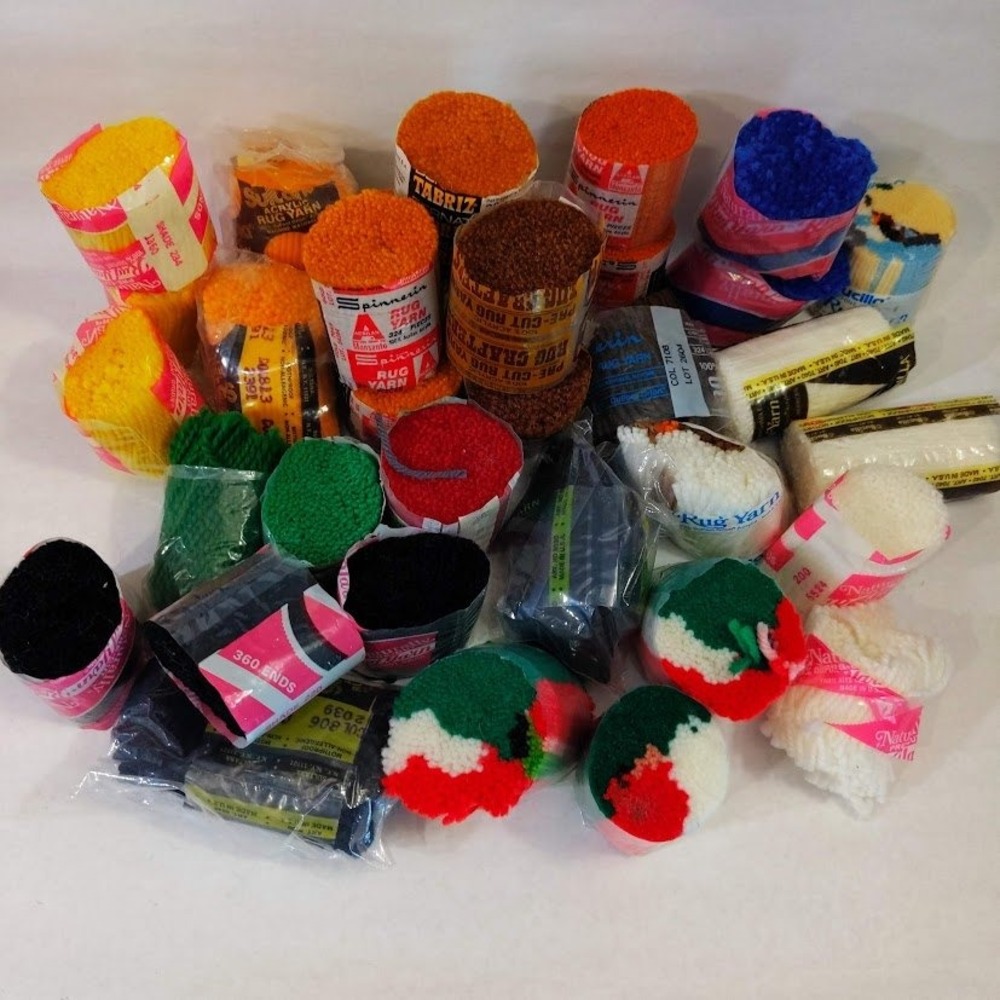 Vintage Pre-Cut Rug Yarn Lot 34 Packs Latch Hook Bucilla Spinnerin Mixed Colors